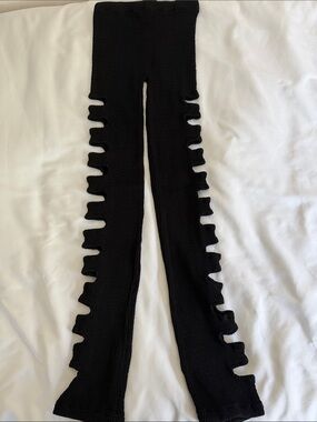 Goth Tripp NYC Black Ribbed Cutout Leggings